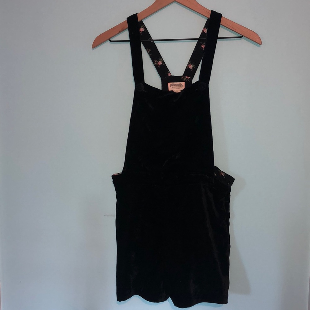 Black Velvet Overall Shorts